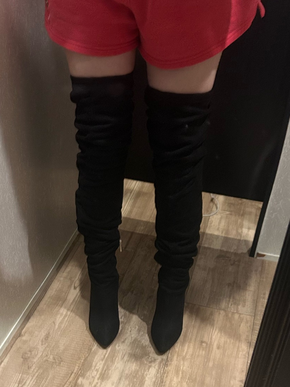 Fashion nova Black suede over knee-high boots size 7